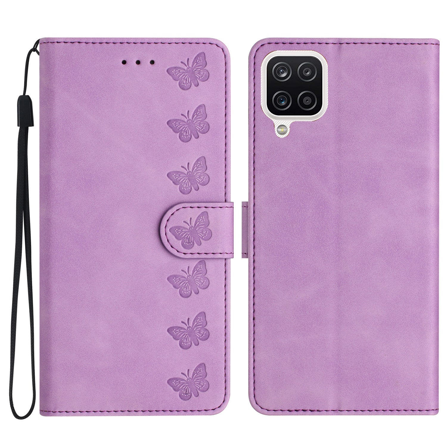 Leather Cover for Samsung Galaxy A22 4G (EU Version) Butterfly Imprinted Stand Wallet Drop-proof Case Leather Cover for Samsung Galaxy A22 4G (EU Version) Butterfly Imprinted Stand Wallet Drop-proof Case